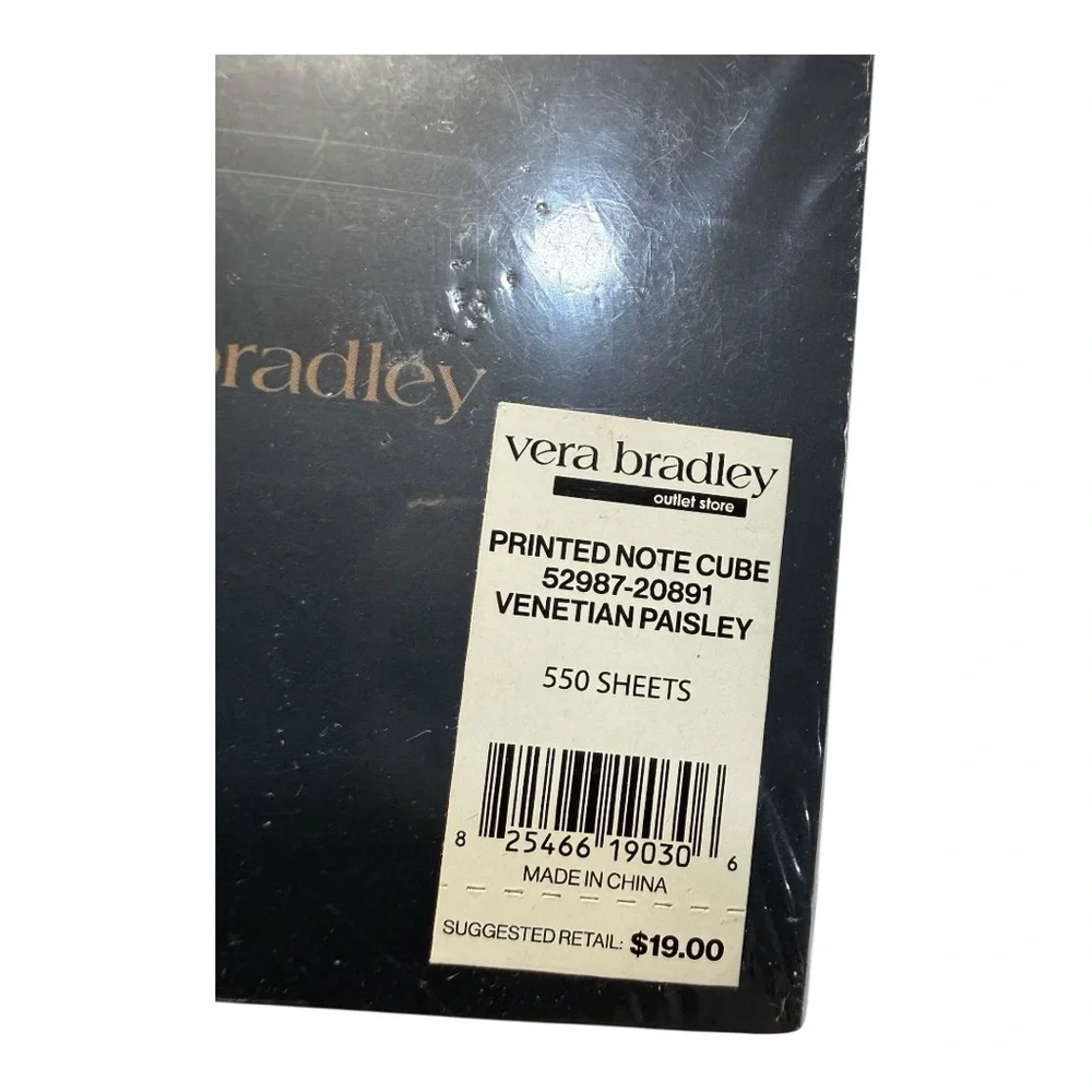 Vera Bradley Venetian Paisley Printed Note Cube – 550 Sheets – NEW